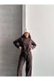 Women's Brioche Knit Hooded Piped Detail Top and Bottom Two-Piece Set - 2
