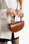 Bend Chain Strap Oval Handle Detail Baguette Women's Crossbody Bag