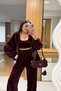 Jovie Burgundy Velvet Three-Piece Set - 3
