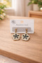 Sea Star Detailed Stone Gold Earrings - 2