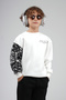 Trend Biz Crew Neck Sleeve Paneled Back Printed Children's Sweatshirt