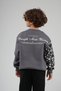 Trend Biz Crew Neck Sleeve Paneled Back Printed Children's Sweatshirt - 5