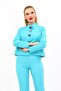 Oval Stand Collar Short Jacket-Turquoise - 2