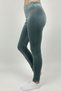 Women's Aqua Green High Waist Velvet Leggings - 2
