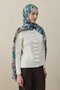 Baroque Pattern Wool Silk Shawl Turquoise-Anthracite - 2