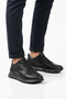 Black Genuine Leather Elastic Lace-Up Men's Casual Shoes M533 m - 2