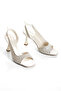 White Goblet Heeled Pearl and Stone Wedding and Bridal Shoe and Bag Set - 8