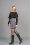 Women's Winter Smoked Chic Ornamental Button Detailed Striped Mini Skirt 6824 - 2