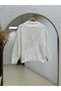 Feronia Gold Buttoned Feather Plush Cardigan-Zi̇5250 Ecru - 5