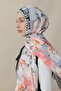 Rose Pattern Silk Voile Shawl Gray - 5