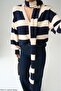 Women's Navy Blue Scarf Knit Cardigan - 6