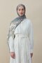 Tropical Almond Pattern Wool Silk Shawl Blue-Silver