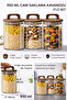 3-Piece Glass Jar Set 950 ml – Wooden Lid, Airtight, Food Storage Jar - 4