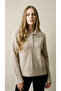 Beige Polo Neck Women's Knit Sweater - 3