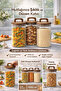 Glass Storage Jar Set of 3 – Acacia Lid, Airtight, 1250 ml Large Size - 7