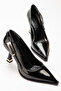 Patent Leather Gold Buckle Heeled Women's Stiletto