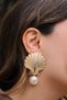Vip Oyster Pearl Earrings Metal Earrings with Steel Tips 2cm - 6