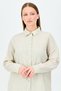 Women 2 Pieces Pointed Collar Long Sleeve Tunic Top And Palazzo Pants Set, Beige - 4
