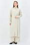 Women 2 Pieces Pointed Collar Long Sleeve Tunic Top And Palazzo Pants Set, Beige