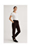 Women's Plus Size Dark Brown Carrot Leg Trousers