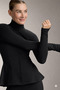 Women's Skirt with Flawers, Front Zipper, Inner Fleece, Double Pockets, Diver's Fabric, Sports Jacket - 3