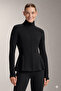 Women's Skirt with Flawers, Front Zipper, Inner Fleece, Double Pockets, Diver's Fabric, Sports Jacket