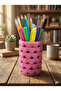 Heart Patterned Pink Desktop Pen Holder and Organizer