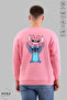 Unisex Long Sleeve Angel and Stitch Back Printed Crew Neck Hoodless Fleece-Lined Oversized Sweatshirt