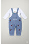 Cherry Embroidered Long Sleeve 2-Piece Transitional Cotton Salopet Jumpsuit for Baby Girl - 3