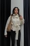 Ecru Zippered Belted Wool Blend Cardigan - 3