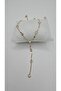 Stainless Steel 5 Star Zircon Stone Y Model Necklace - 7