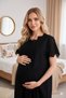 Black Fisto Linen Maternity Dressing Gown Nightgown Set - 3