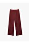 Elastic Waist Textured Wide Leg Burgundy Girls' Trousers 6Wkg40161Ak