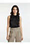 Tie-Up Detailed Vertical Ruffle Collar Sleeveless Shirt