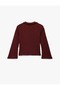 Button Detailed Textured Shirt Collar Burgundy Girl's Blouse 6Wkg60079Ak - 2