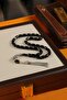 Grand Series Silver Design Black Crimped Amber Prayer Beads - 4
