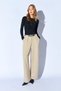 Women's Beige Inside-Waisted Wide-Leg Wool Effect Trousers