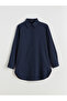 Navy Blue Textured Women's Shirt Tunic - 5