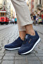 Women's Navy Blue Daily Lace-Up Casual Comfortable Sole Sneaker Comfortable Soft Walking Sports Shoes - 3