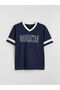 Navy Blue Manhattan Printed Oversize 100% Cotton Women's T-Shirt - 5