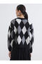 Lcw Modest Anthracite Crew Neck Diamond Patterned Women's Knitwear Tunic - 4