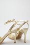 Women's Gold Ankle Strap Heeled Shoes - 5