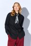 Women's Black Poplin Shirt with Ribbon Detail - 2