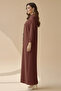 Ribbed Pattern Round Neck Breatable Modest Long Sleeve Elegant Pull Over Abaya Dress For Women's - 2