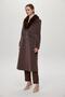 Fur Collar Pocket Detailed Brown Coat 13929 - 4