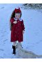 Girl's Dress with Heart Pattern Embroidered Collar - 3