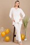 Buttoned V-Neck and Ruffled Leg Detail Long Sleeve Stylish Maternity & Postpartum 2-Piece Pajama Set - 2
