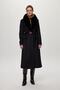 Black Coat with Fur Collar Pocket and Belt Detail 13886 - 3
