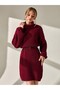 Women's Burgundy Turtleneck Ribbed Knit Dress - Oversized Knitted Winter Dress - 4