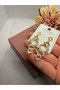 Zircon Stone Baguette Sliced Model Steel Earrings - 3